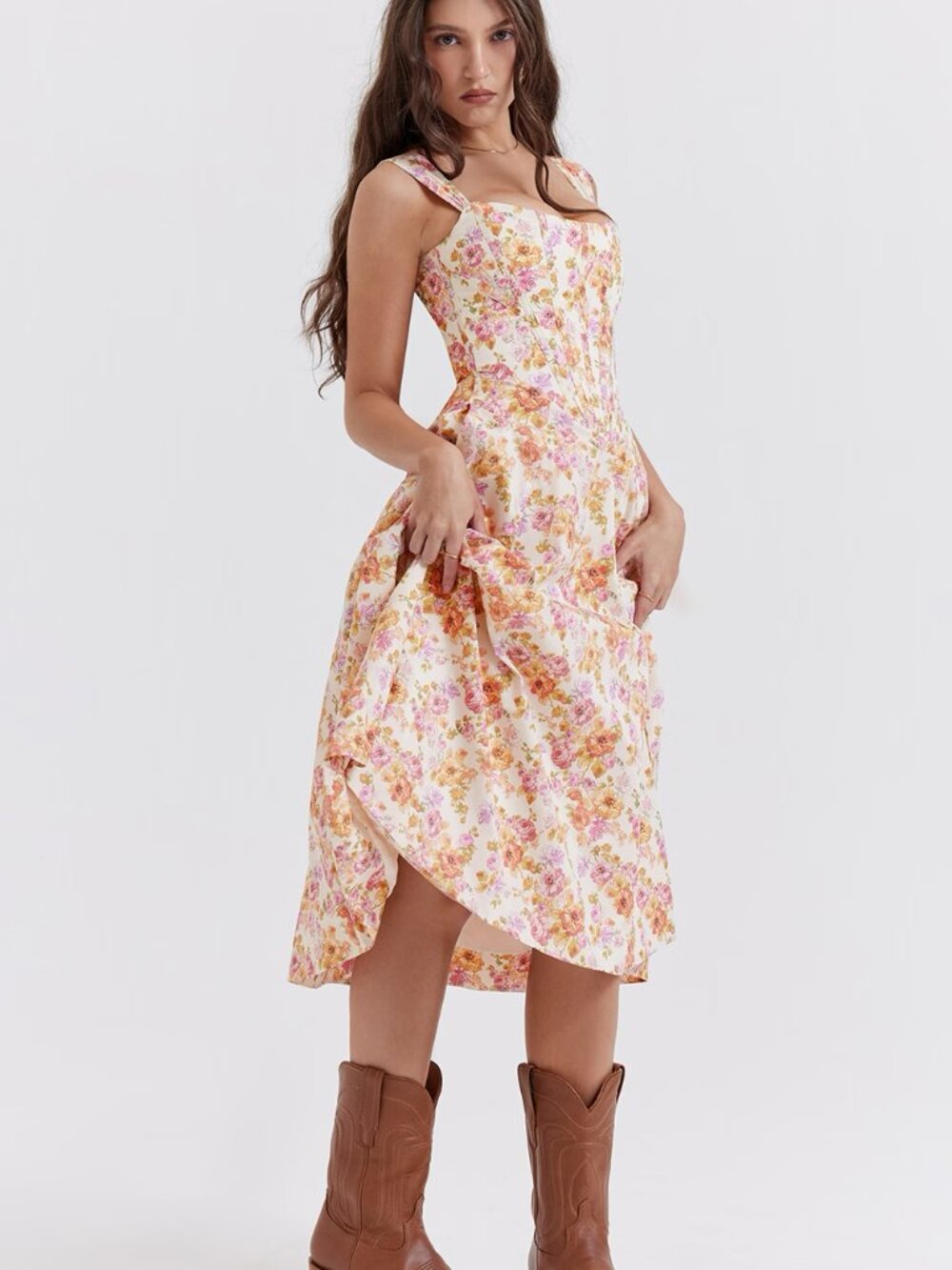 NWT House of CB Saira Ivory Floral Corset Midi Dress Size S - Picture 13 of 13